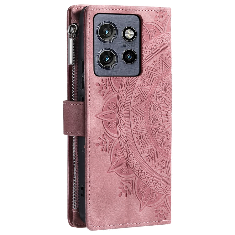 For Motorola Edge 50 Neo Multi-Card Totem Zipper Leather Phone Case