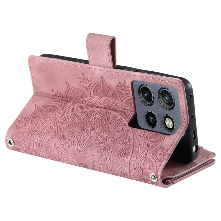 For Motorola Edge 50 Neo Multi-Card Totem Zipper Leather Phone Case