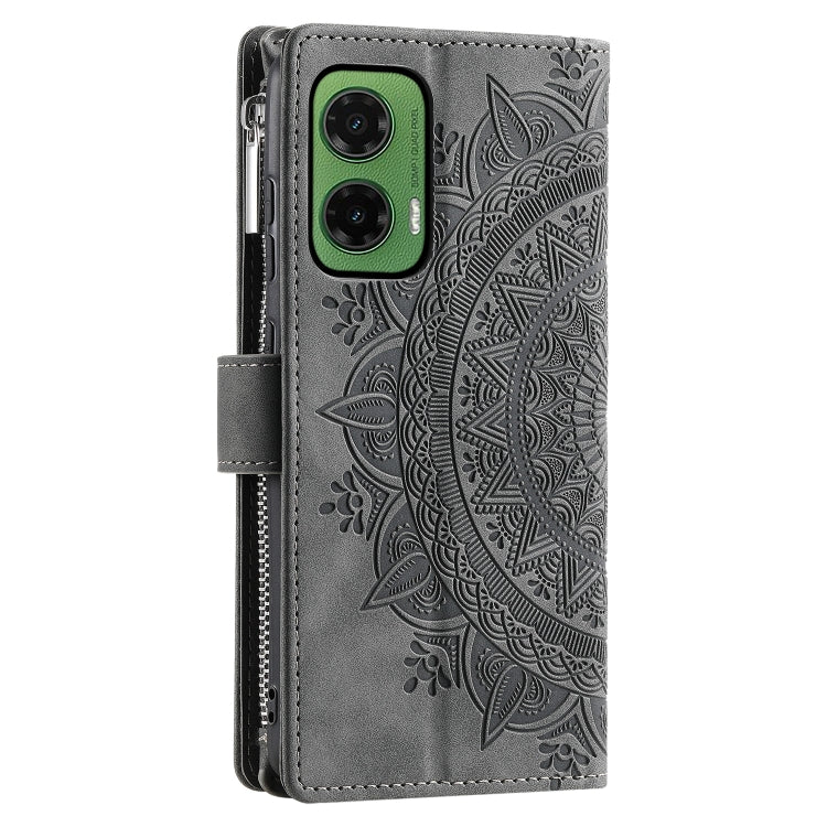 For Motorola Moto G35 Multi-Card Totem Zipper Leather Phone Case