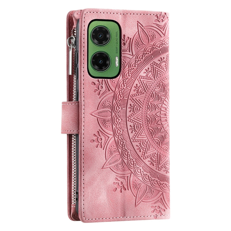 For Motorola Moto G35 Multi-Card Totem Zipper Leather Phone Case