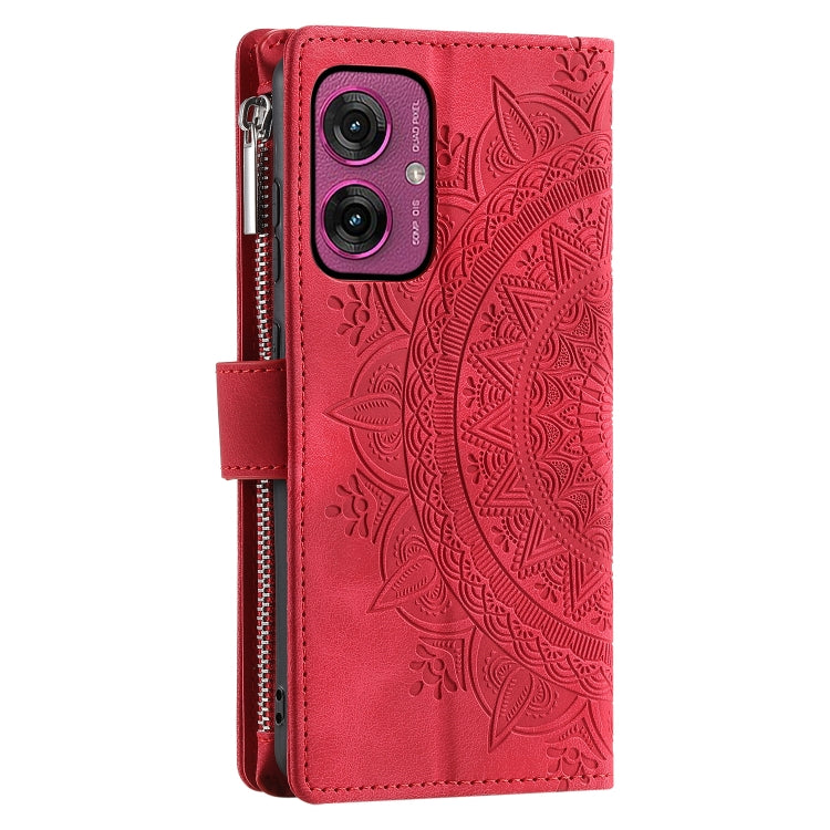For Motorola Moto G55 Multi-Card Totem Zipper Leather Phone Case