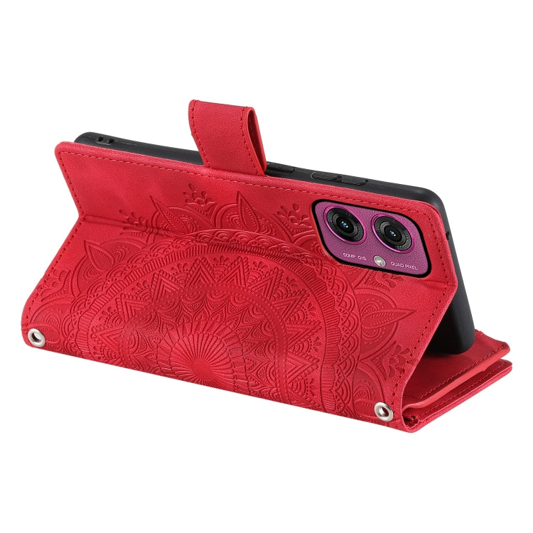 For Motorola Moto G55 Multi-Card Totem Zipper Leather Phone Case