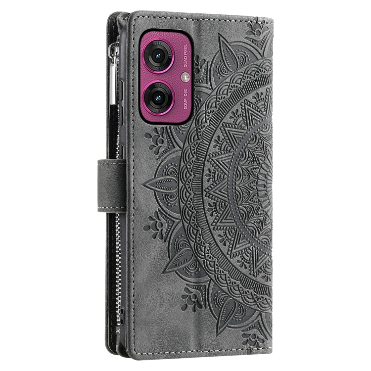 For Motorola Moto G55 Multi-Card Totem Zipper Leather Phone Case