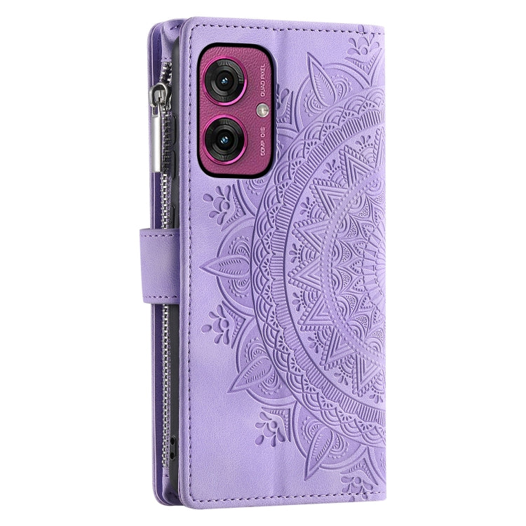 For Motorola Moto G55 Multi-Card Totem Zipper Leather Phone Case