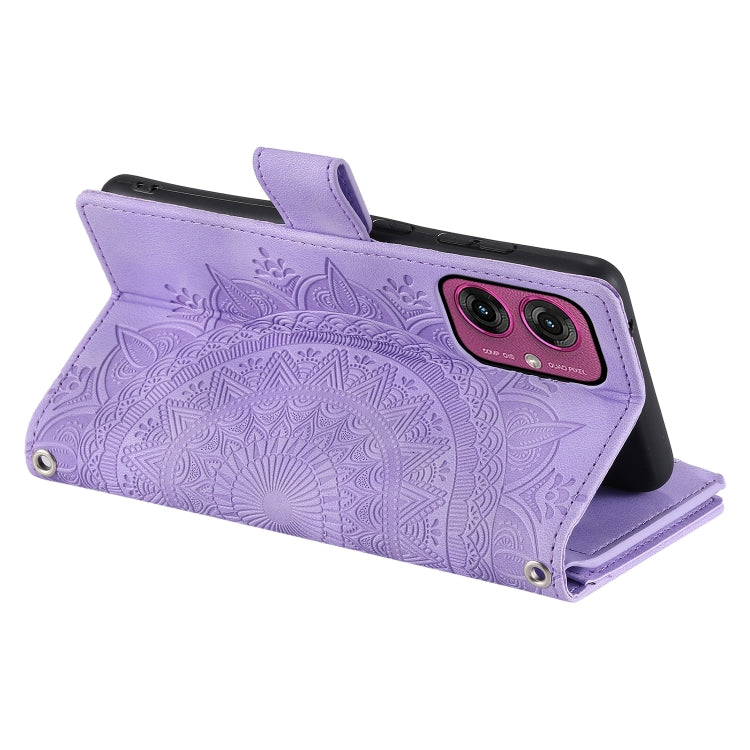 For Motorola Moto G55 Multi-Card Totem Zipper Leather Phone Case