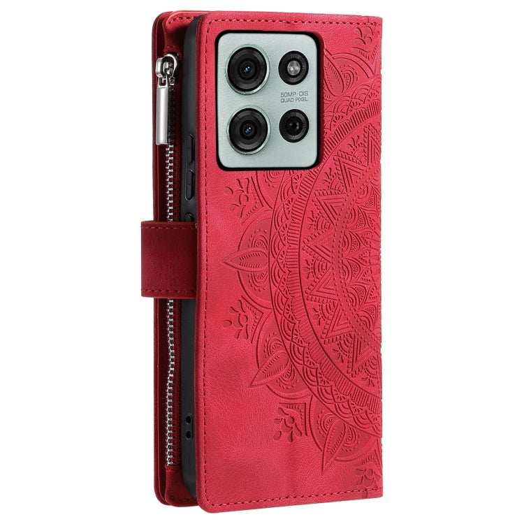 For Motorola Moto G75 5G Multi-Card Totem Zipper Leather Phone Case