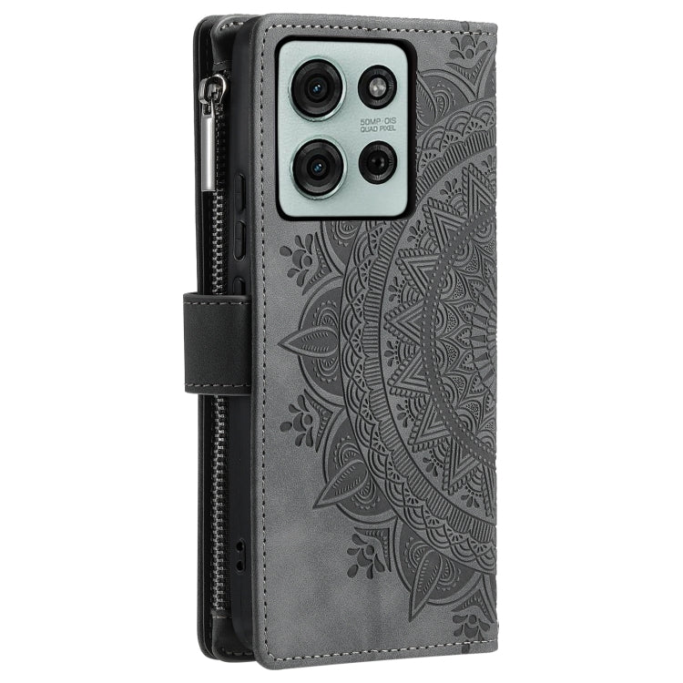 For Motorola Moto G75 5G Multi-Card Totem Zipper Leather Phone Case