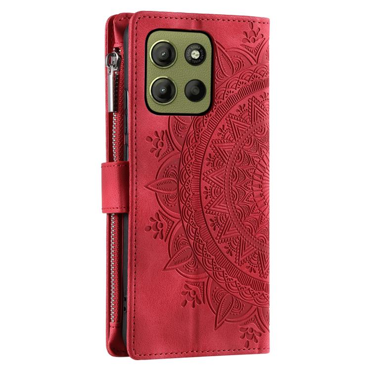 For Motorola Moto G15 Multi-Card Totem Zipper Leather Phone Case