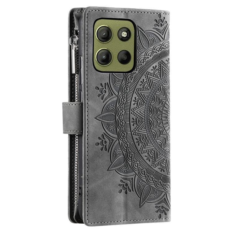 For Motorola Moto G15 Multi-Card Totem Zipper Leather Phone Case