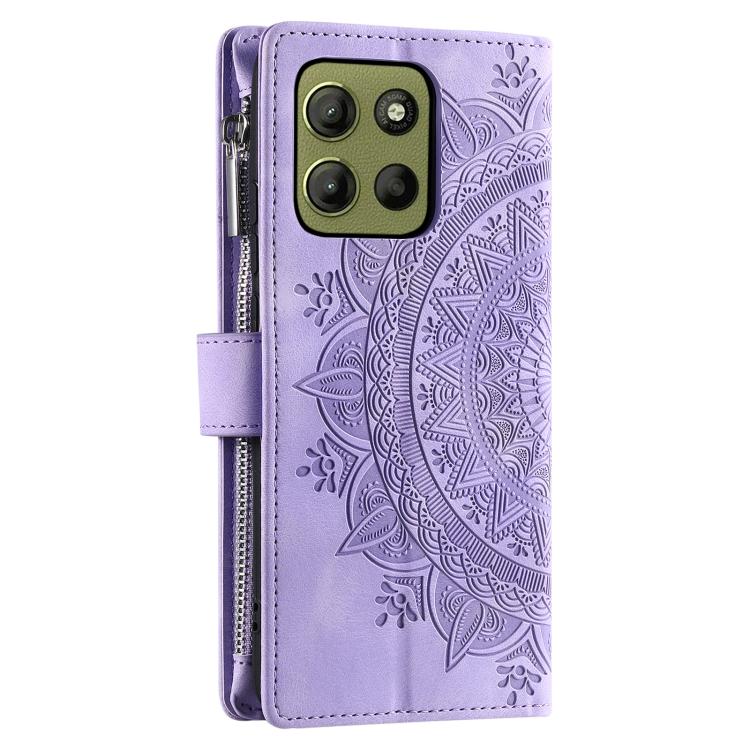 For Motorola Moto G15 Multi-Card Totem Zipper Leather Phone Case