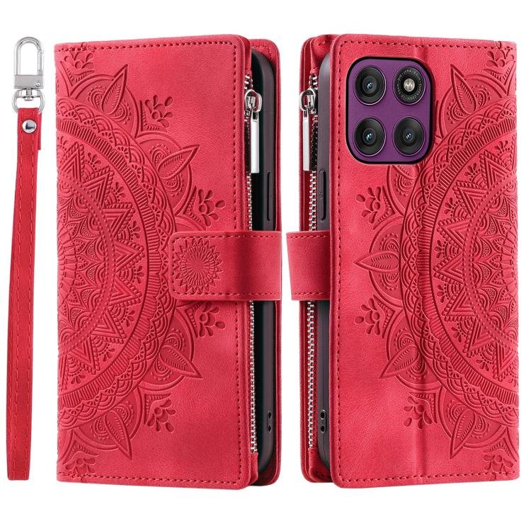 For Motorola Edge 60 Pro Multi-Card Totem Zipper Leather Phone Case