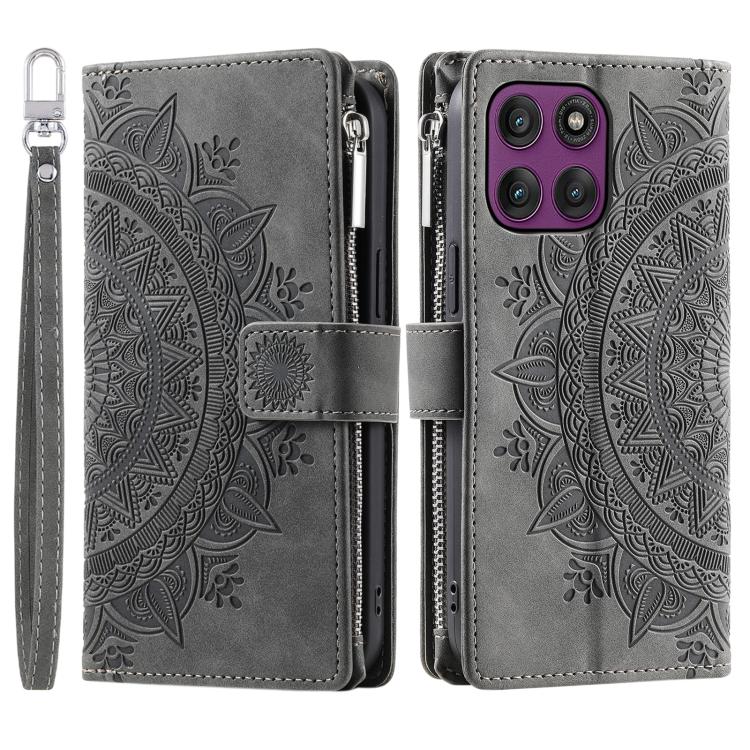 For Motorola Edge 60 Pro Multi-Card Totem Zipper Leather Phone Case