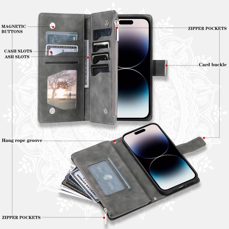 For Motorola Edge 60 Pro Multi-Card Totem Zipper Leather Phone Case