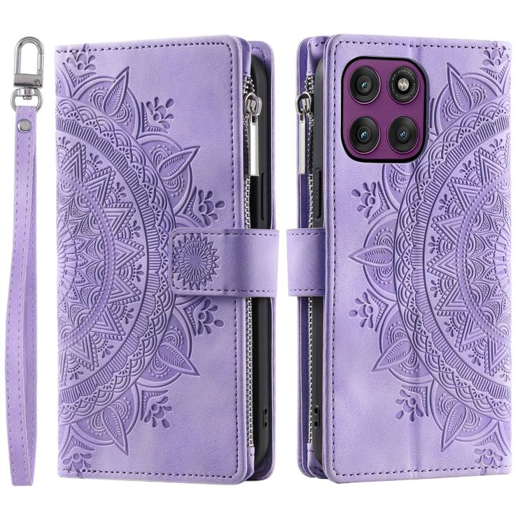 For Motorola Edge 60 Pro Multi-Card Totem Zipper Leather Phone Case