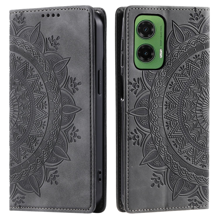 For Motorola Moto G35 Totem Embossed Magnetic Leather Phone Case