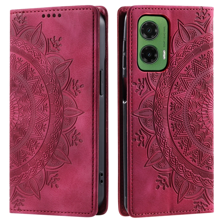 For Motorola Moto G35 Totem Embossed Magnetic Leather Phone Case