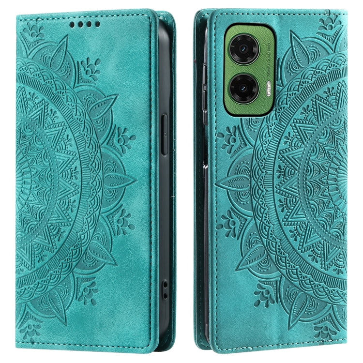 For Motorola Moto G35 Totem Embossed Magnetic Leather Phone Case