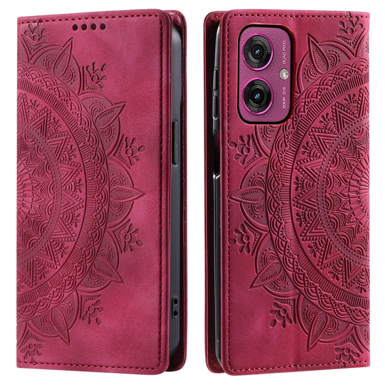 For Motorola Moto G55 Totem Embossed Magnetic Leather Phone Case