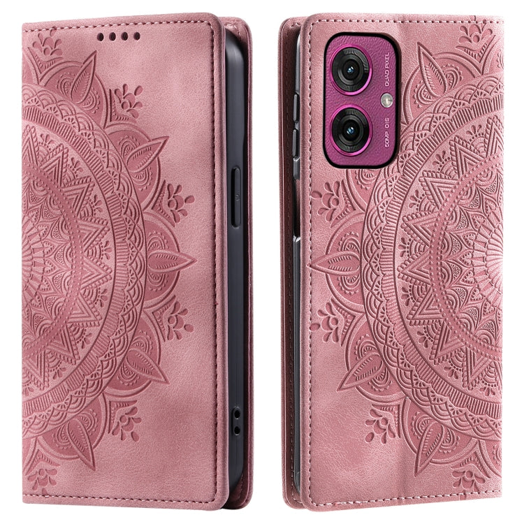 For Motorola Moto G55 Totem Embossed Magnetic Leather Phone Case