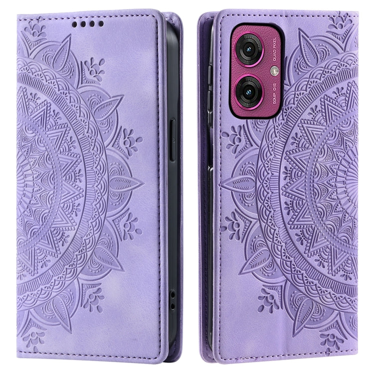 For Motorola Moto G55 Totem Embossed Magnetic Leather Phone Case