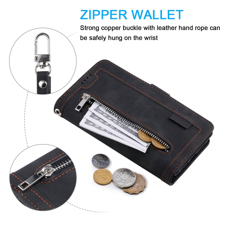 For Xiaomi 14T Nine Card Zipper Bag Leather Phone Case with Lanyard