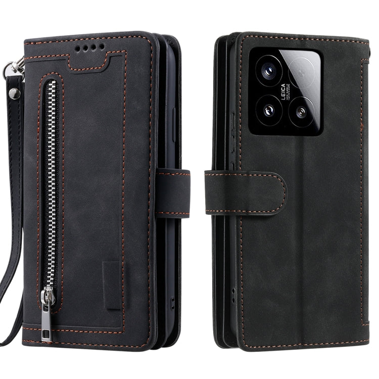 For Xiaomi 15 Nine Card Zipper Bag Leather Phone Case with Lanyard