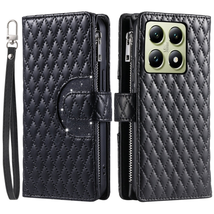For Xiaomi 14T Glitter Lattice Zipper Wallet Leather Phone Case
