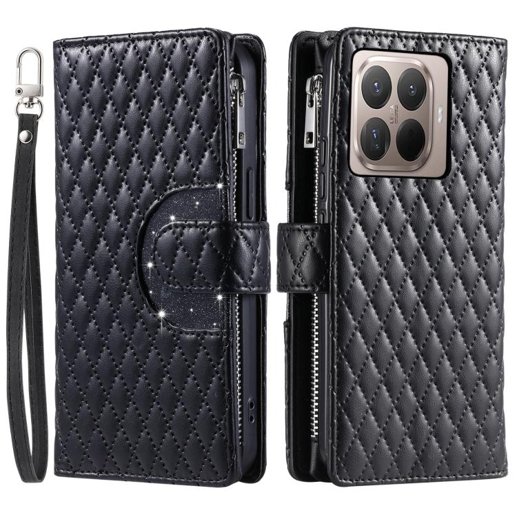 For Xiaomi 15T Pro Glitter Lattice Zipper Wallet Leather Phone Case