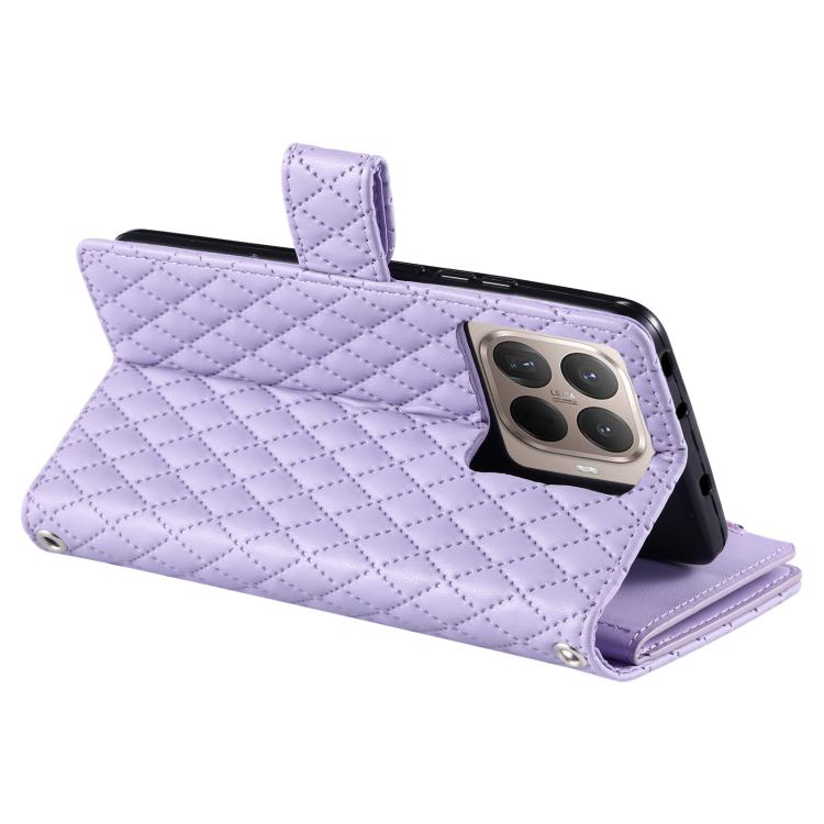 For Xiaomi 15T Pro Glitter Lattice Zipper Wallet Leather Phone Case