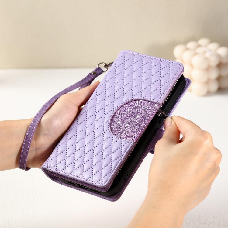 For Xiaomi 15T Pro Glitter Lattice Zipper Wallet Leather Phone Case