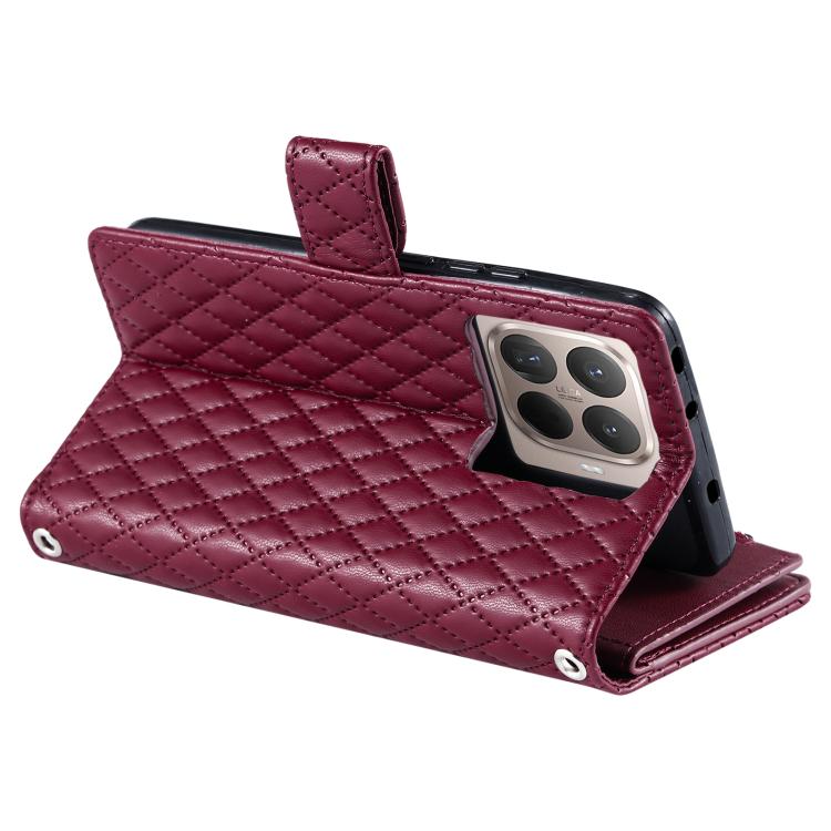For Xiaomi 15T Pro Glitter Lattice Zipper Wallet Leather Phone Case