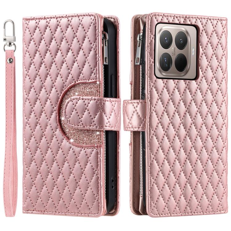 For Xiaomi 15T Pro Glitter Lattice Zipper Wallet Leather Phone Case