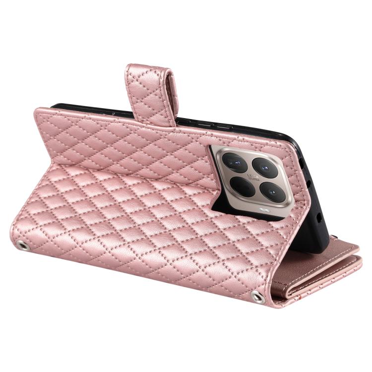 For Xiaomi 15T Pro Glitter Lattice Zipper Wallet Leather Phone Case