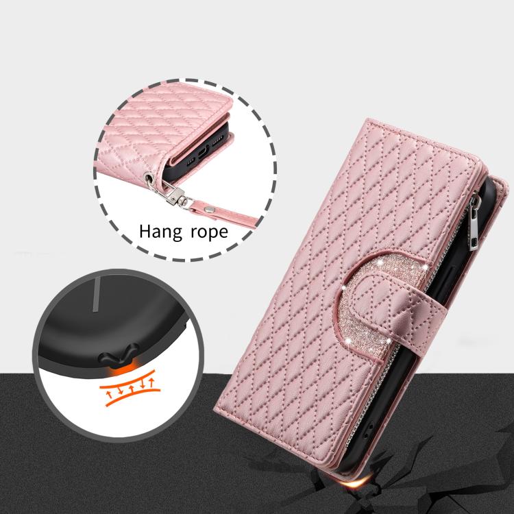 For Xiaomi 15T Pro Glitter Lattice Zipper Wallet Leather Phone Case