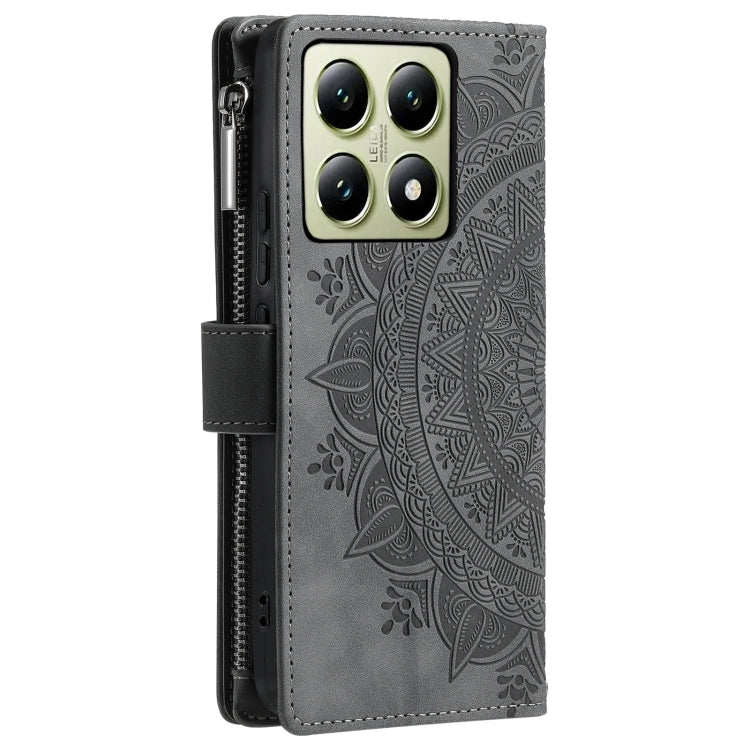 For Xiaomi 14T Multi-Card Totem Zipper Leather Phone Case