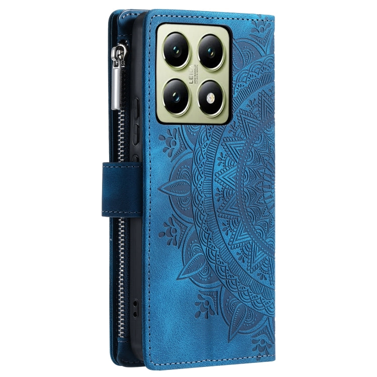 For Xiaomi 14T Pro Multi-Card Totem Zipper Leather Phone Case