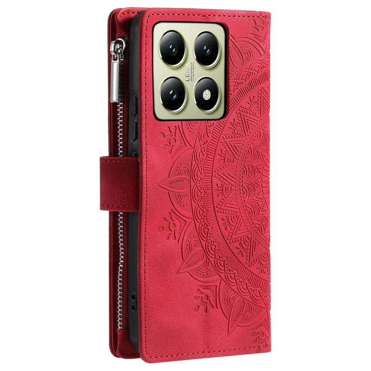 For Xiaomi 14T Pro Multi-Card Totem Zipper Leather Phone Case