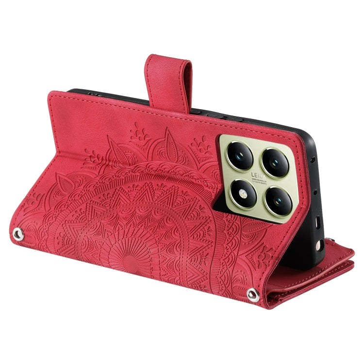 For Xiaomi 14T Pro Multi-Card Totem Zipper Leather Phone Case