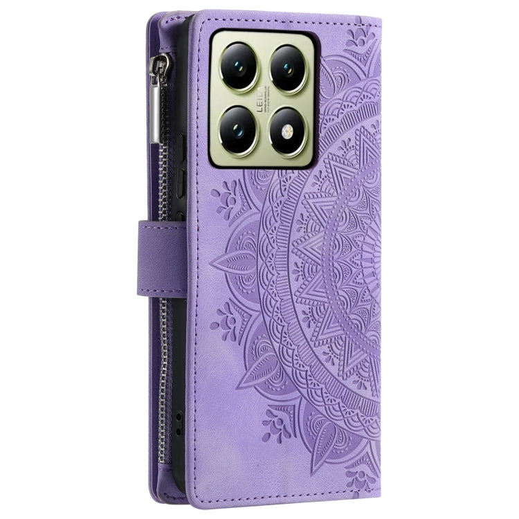 For Xiaomi 14T Pro Multi-Card Totem Zipper Leather Phone Case