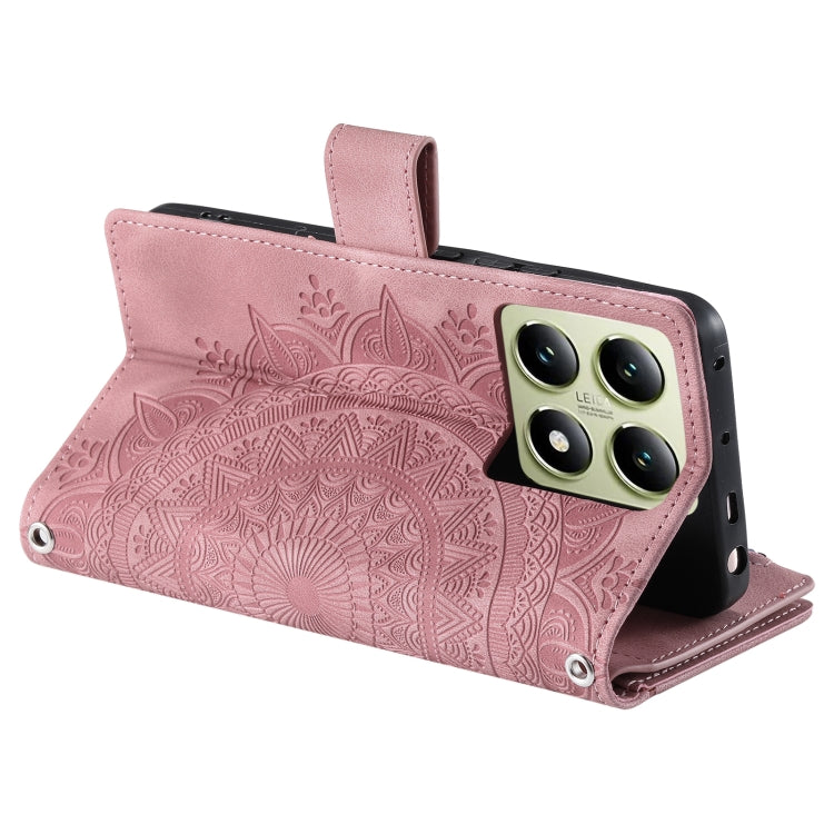 For Xiaomi 14T Pro Multi-Card Totem Zipper Leather Phone Case