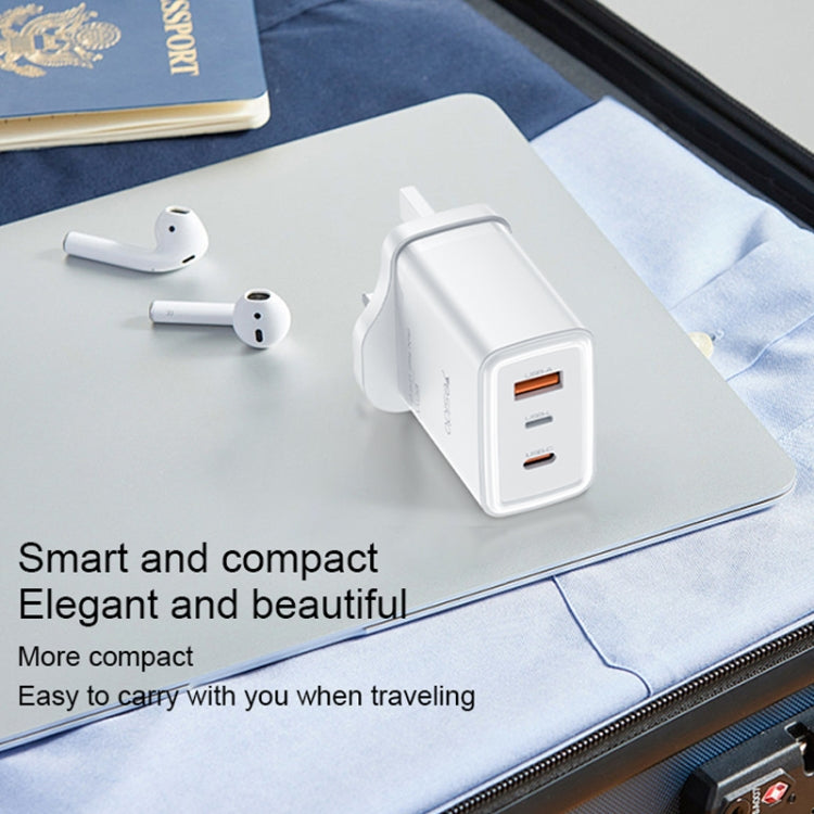 Yesido YC89 65W Type-C, USB, 8 Pin Reverse GaN Fast Charger with Type-C to 8 Pin Cable - UK Plug