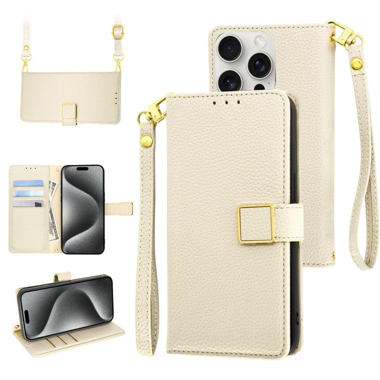 For iPhone 15 Pro Crossbody Litchi Texture Square Buckle Leather Phone Case