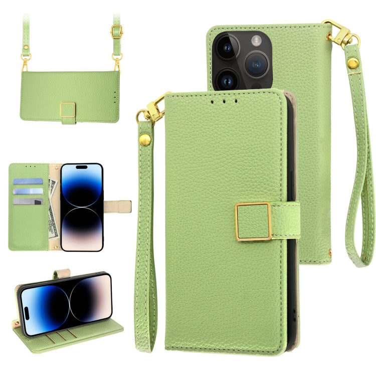For iPhone 14 Pro Crossbody Litchi Texture Square Buckle Leather Phone Case