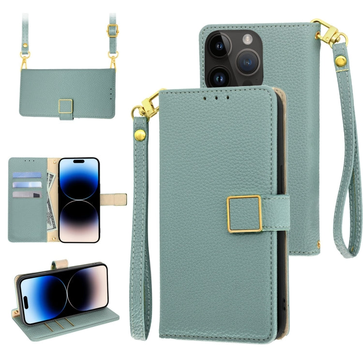 For iPhone 14 Pro Crossbody Litchi Texture Square Buckle Leather Phone Case