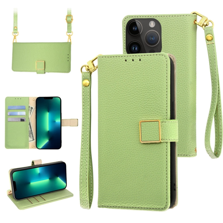 For iPhone 13 Pro Max Crossbody Litchi Texture Square Buckle Leather Phone Case
