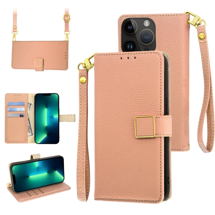 For iPhone 13 Pro Crossbody Litchi Texture Square Buckle Leather Phone Case