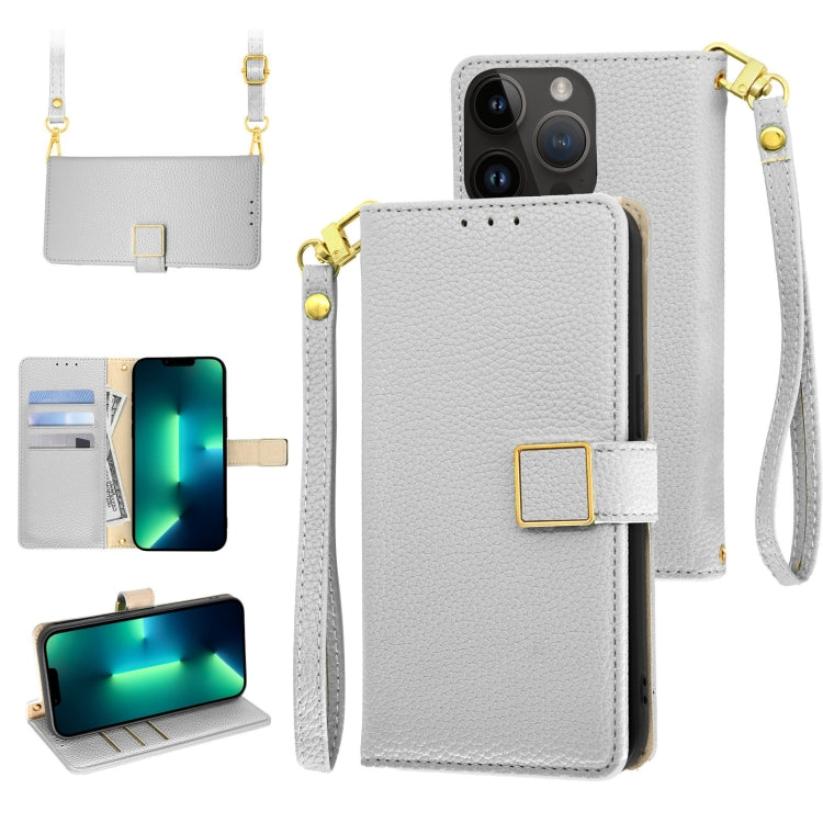 For iPhone 13 Pro Crossbody Litchi Texture Square Buckle Leather Phone Case