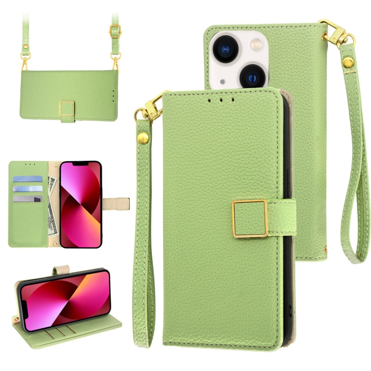 For iPhone 13 mini Crossbody Litchi Texture Square Buckle Leather Phone Case