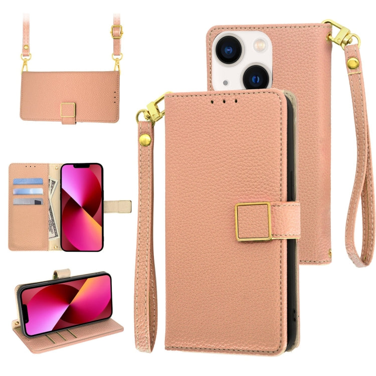 For iPhone 13 mini Crossbody Litchi Texture Square Buckle Leather Phone Case