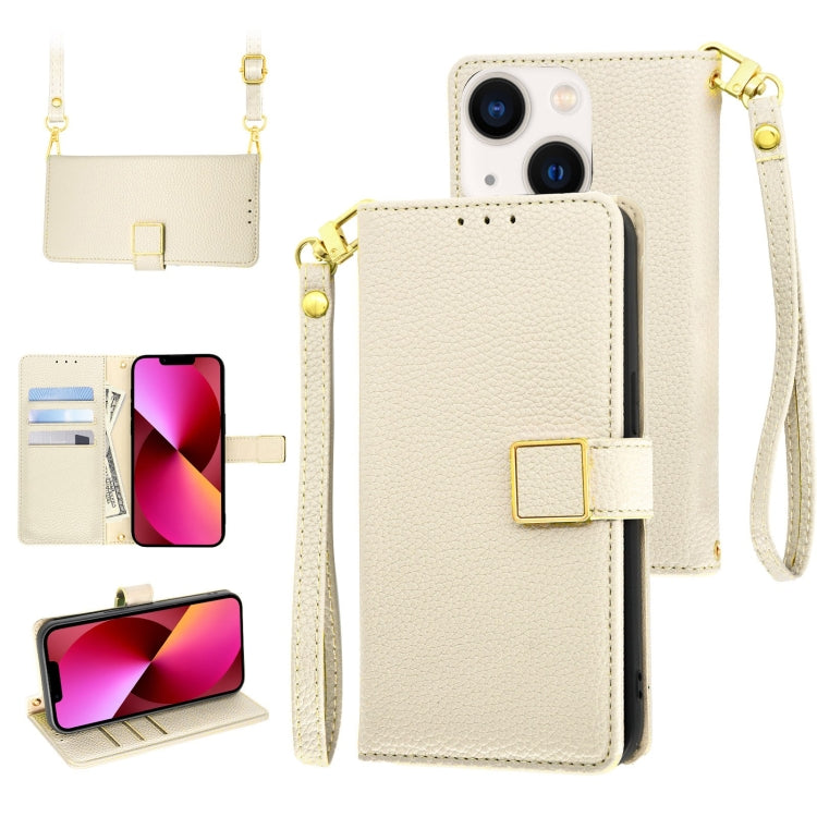 For iPhone 13 mini Crossbody Litchi Texture Square Buckle Leather Phone Case